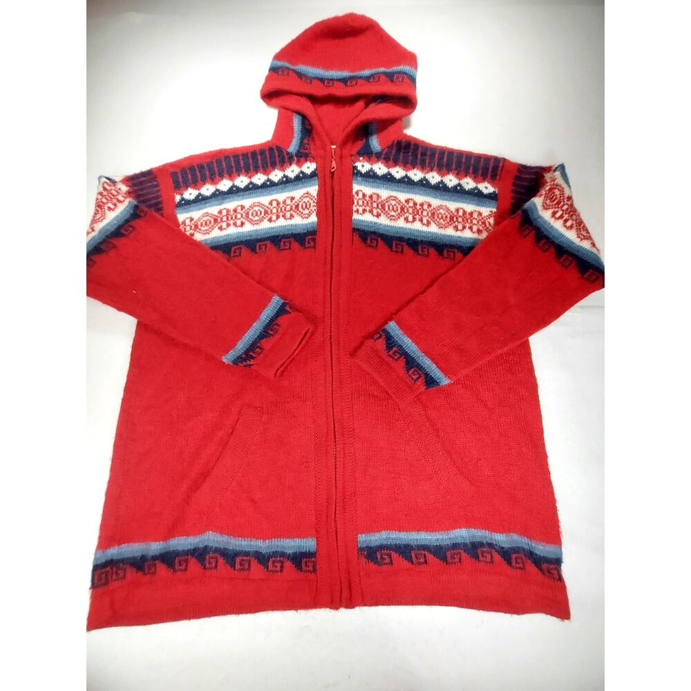 The Alpaca Connection Handmade Full Zip Hooded Cardigan XL 100% Alpaca SOFT